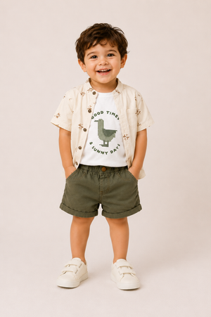 Boys Grey Cargo Style Shorts Soft Cotton Clothing Set BloomUp
