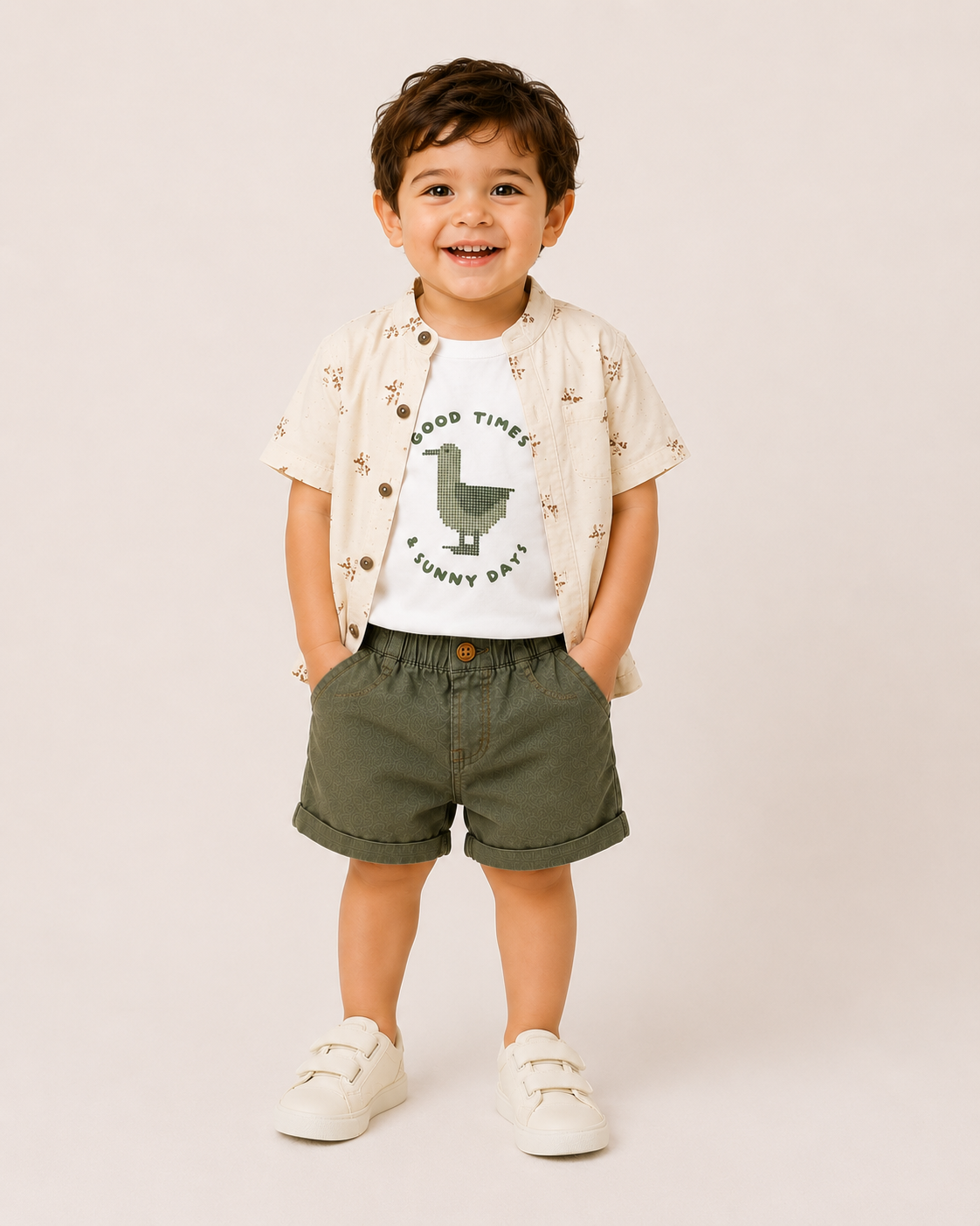 Boys Grey Cargo Style Shorts Soft Cotton Clothing Set BloomUp
