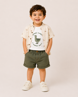 Boys Grey Cargo Style Shorts Soft Cotton Clothing Set BloomUp