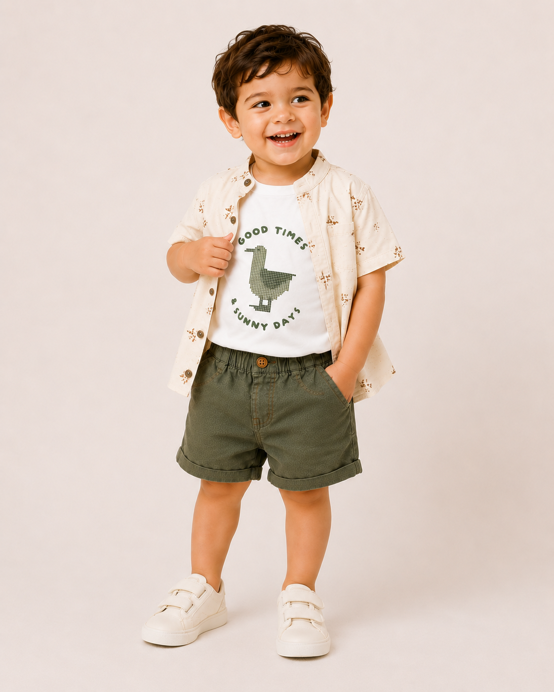 Boys Grey Cargo Style Shorts Soft Cotton Clothing Set BloomUp