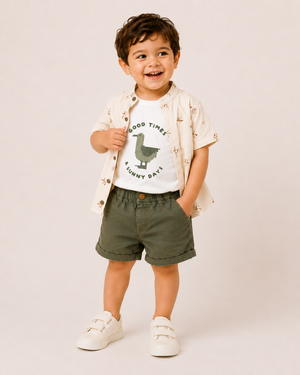 Boys Grey Cargo Style Shorts Soft Cotton Clothing Set BloomUp