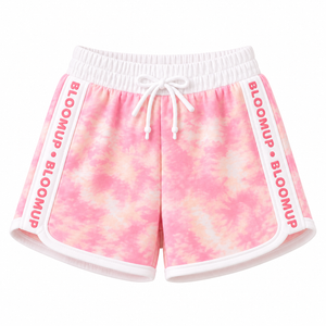 Girls Pink Tie-Dye “Bloom Up” Sporty Shorts BloomUp