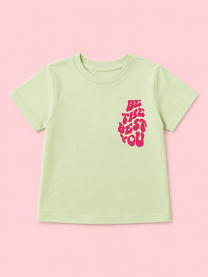 Lime Green Motivational Graphic Kids T-Shirt – Soft Cotton Summer Wear for Girls BloomUp