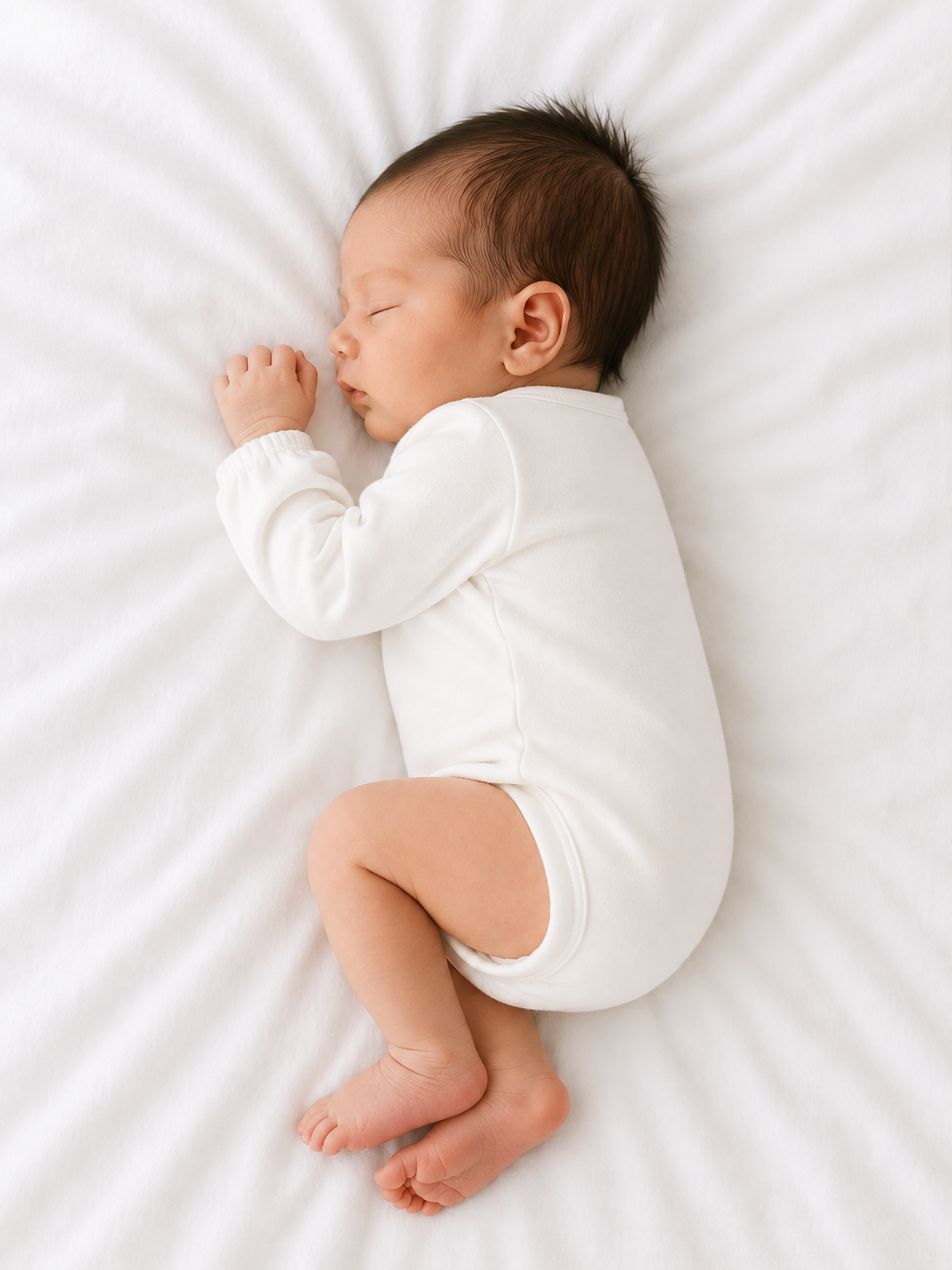 Cream Long Sleeve Baby Bodysuit – Soft Cotton Minimal Onesie BloomUp