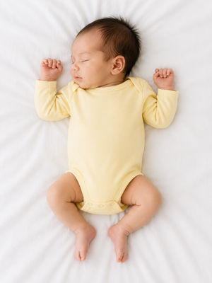Yellow Long Sleeve Baby Bodysuit – Soft Cotton Everyday Onesie BloomUp
