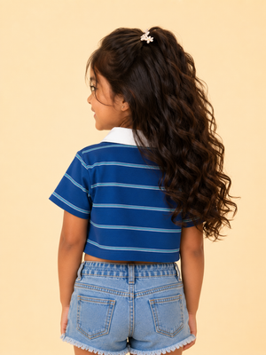 Blue Striped Polo T-Shirt for Kids – Soft Cotton Summer Wear Boys & Girls BloomUp