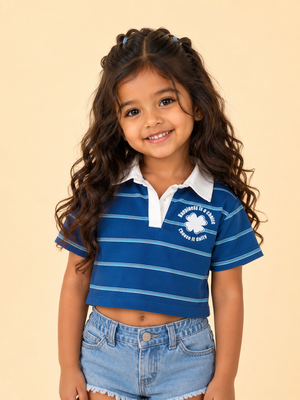 Blue Striped Polo T-Shirt for Kids – Soft Cotton Summer Wear Boys & Girls BloomUp