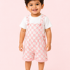 Brown Checkered Dungaree with T-Shirt Kids Co-ord Set – Soft Cotton Summer Outfit for Boys
