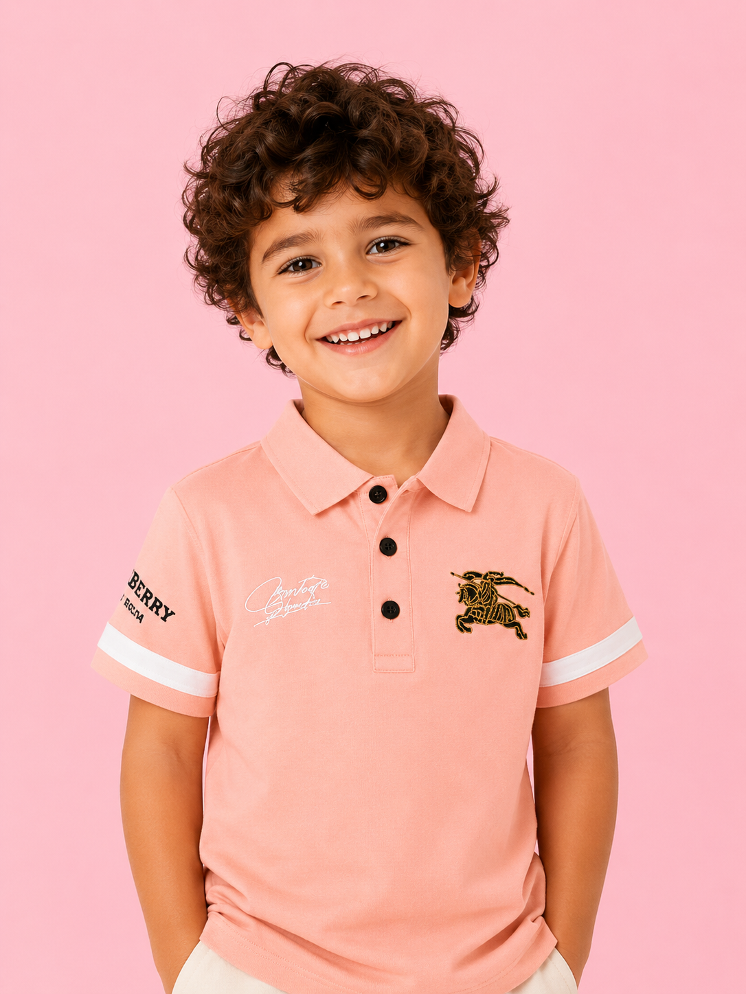 Orange Polo Collar Kids T-Shirt with Contrast Sleeve Detail – Soft Cotton Smart Casual Summer Wear for Boys BloomUp