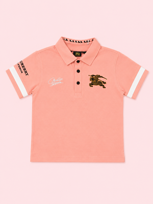Orange Polo Collar Kids T-Shirt with Contrast Sleeve Detail – Soft Cotton Smart Casual Summer Wear for Boys BloomUp