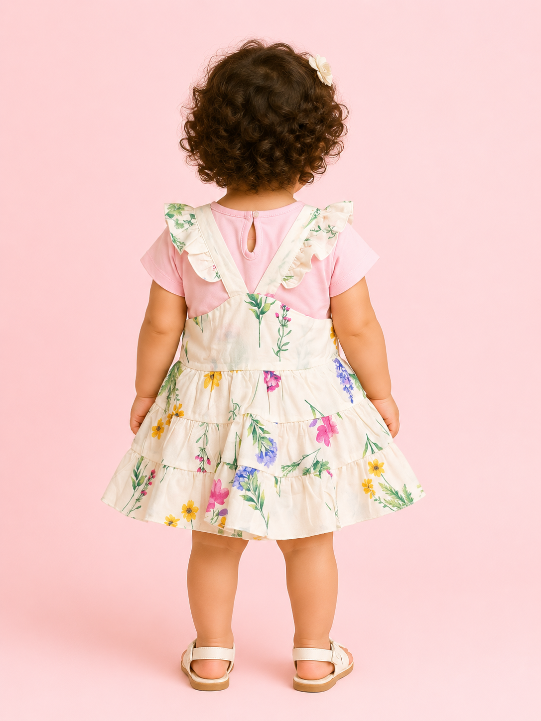 Pink Floral Layered Dress with T-Shirt – Baby Girl Summer Outfit Set BloomUp