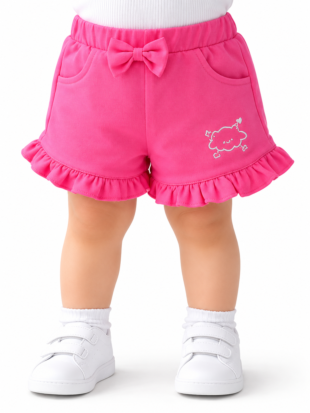 Girls Hot Pink Bow Detail Ruffle Shorts BloomUp