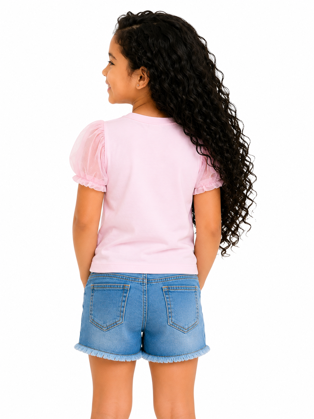 Pink “Let’s Go Play” Graphic Kids T-Shirt – Soft Cotton Puff Sleeve Summer Wear for Girls BloomUp