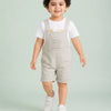Beige Checked Dungaree & Graphic T-Shirt Set for Boys – Soft Cotton Casual Outfit
