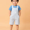 Blue Striped Dungaree & Sky Blue T-Shirt Set for Boys – Soft Cotton Casual Outfit