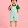 Mint Green Embroidered Dungaree & Dark Green T-Shirt Set for Boys – Soft Cotton Casual Outfit