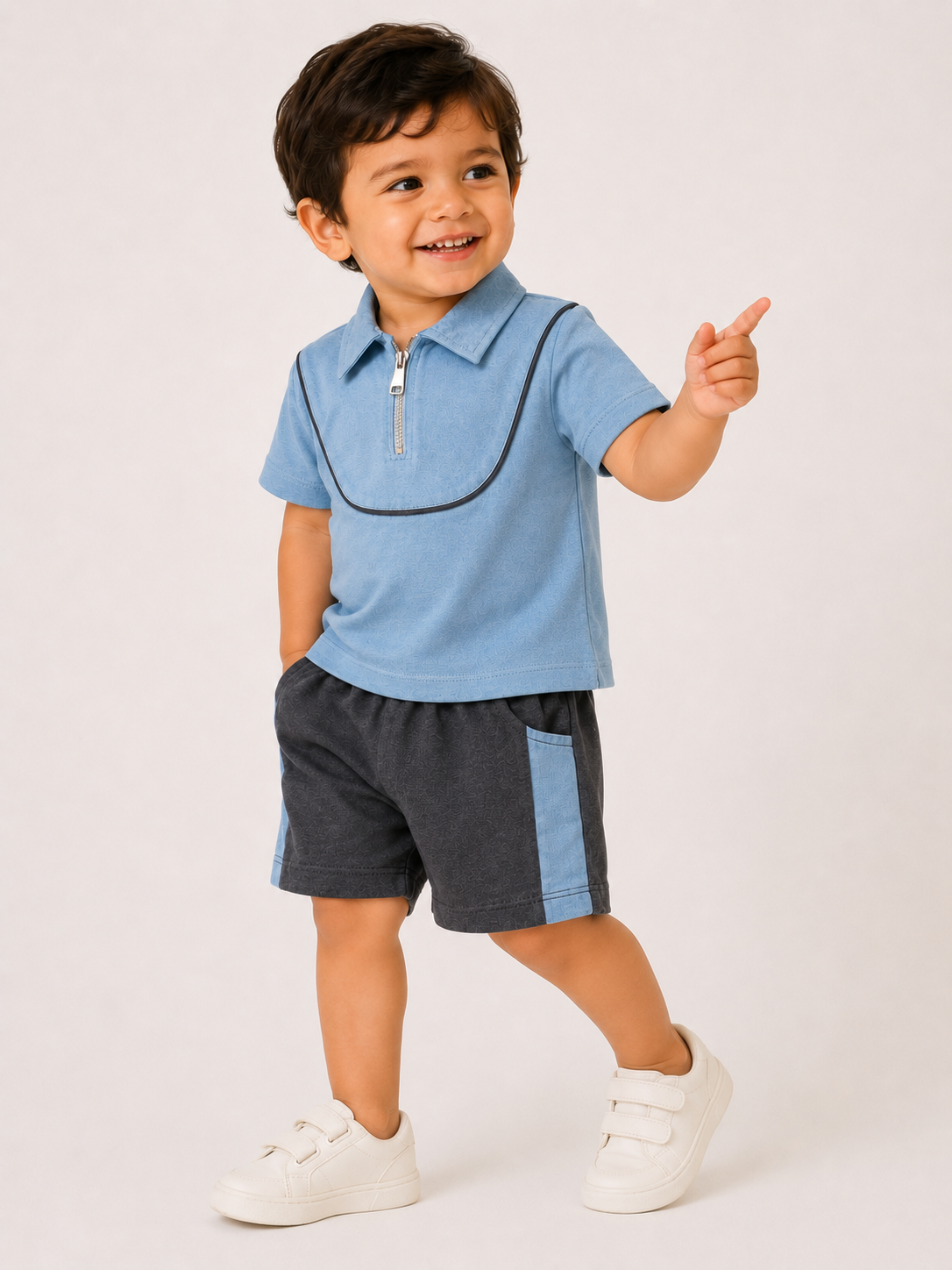 Boys Blue Polo Shirt With Soft Cotton Clothing Set BloomUp