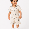 Beige Embroidered Co-ord Set for Boys – Soft Cotton Casual Summer Outfit