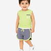 Pista Green Sleeveless T-Shirt & Shorts Set for Boys – Soft Cotton Casual Summer Outfit