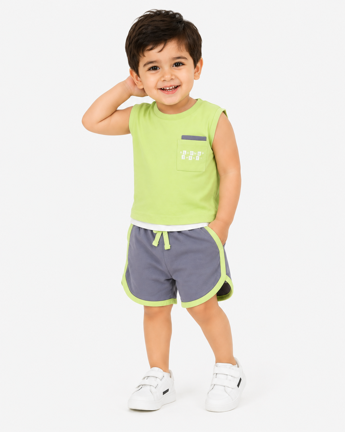 Boys Navy Sweat Shorts With Soft Cotton Clothing Set BloomUp