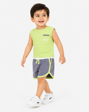 Boys Navy Sweat Shorts With Soft Cotton Clothing Set BloomUp