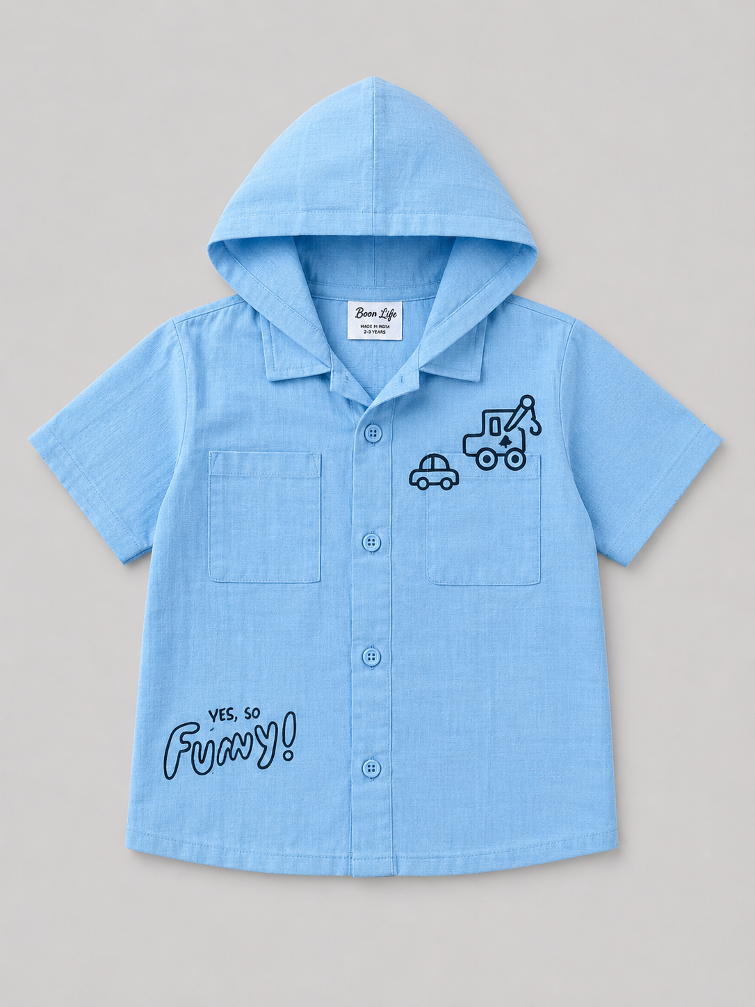 Boys Hooded Skyblue  Shirt  for Kids Fashion Wear BloomUp