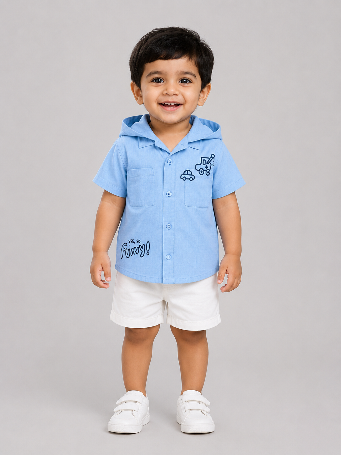 Boys Hooded Skyblue  Shirt  for Kids Fashion Wear BloomUp