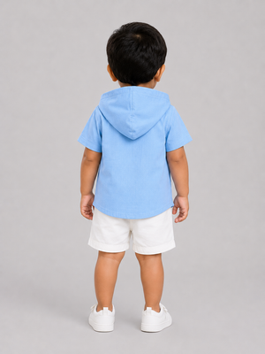 Boys Hooded Skyblue  Shirt  for Kids Fashion Wear BloomUp
