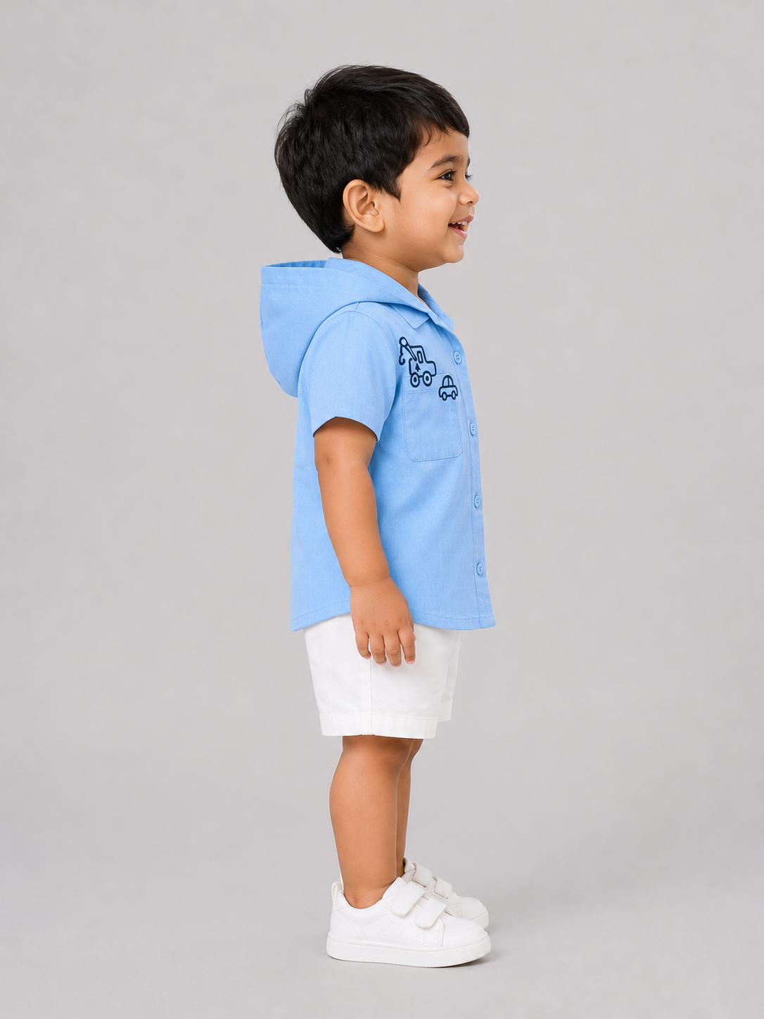 Boys Hooded Skyblue  Shirt  for Kids Fashion Wear BloomUp