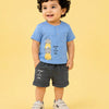 Sky Blue Frog Graphic T-Shirt & Charcoal Grey Shorts Co-ord Set for Baby Boys – Soft Cotton Summer Outfit