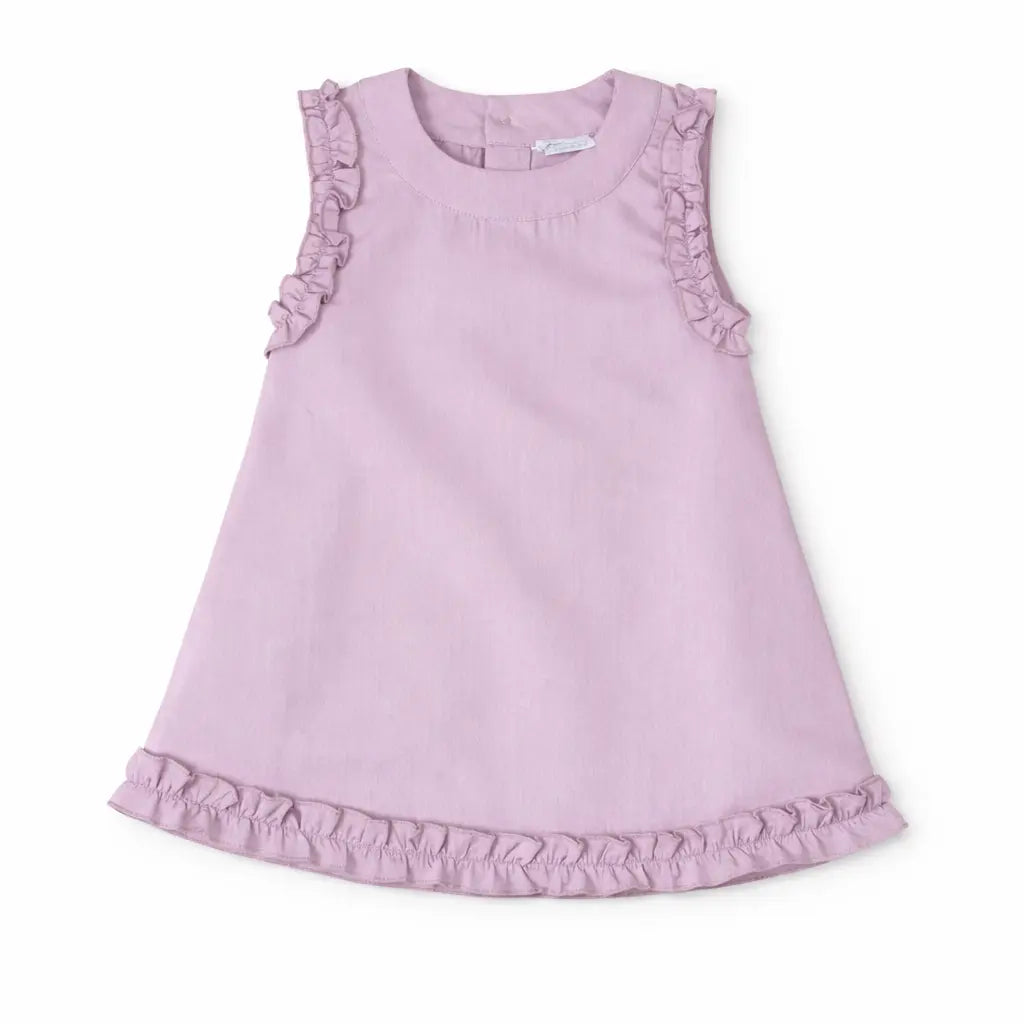 Mauve Sleeveless Baby Dress with Ruffle Details – Soft Cotton Summer Outfit BloomUp