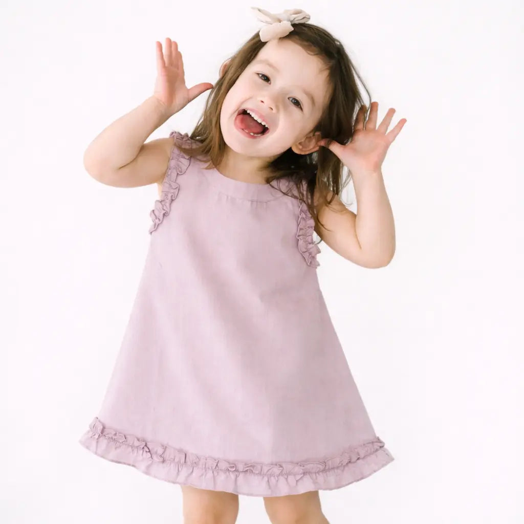 Mauve Sleeveless Baby Dress with Ruffle Details – Soft Cotton Summer Outfit BloomUp