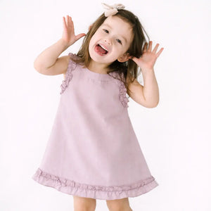 Mauve Sleeveless Baby Dress with Ruffle Details – Soft Cotton Summer Outfit BloomUp