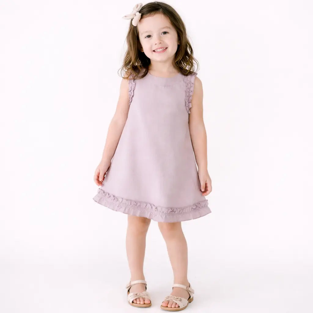 Mauve Sleeveless Baby Dress with Ruffle Details – Soft Cotton Summer Outfit BloomUp
