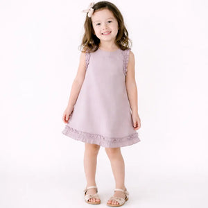 Mauve Sleeveless Baby Dress with Ruffle Details – Soft Cotton Summer Outfit BloomUp
