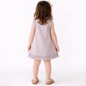 Mauve Sleeveless Baby Dress with Ruffle Details – Soft Cotton Summer Outfit BloomUp