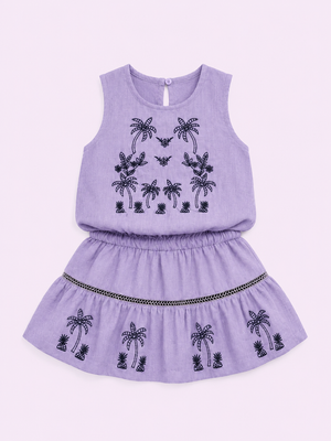 Girls Lavender Sleeveless Tiered Dress Soft Cotton Clothing Set BloomUp
