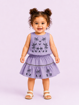 Girls Lavender Sleeveless Tiered Dress Soft Cotton Clothing Set BloomUp