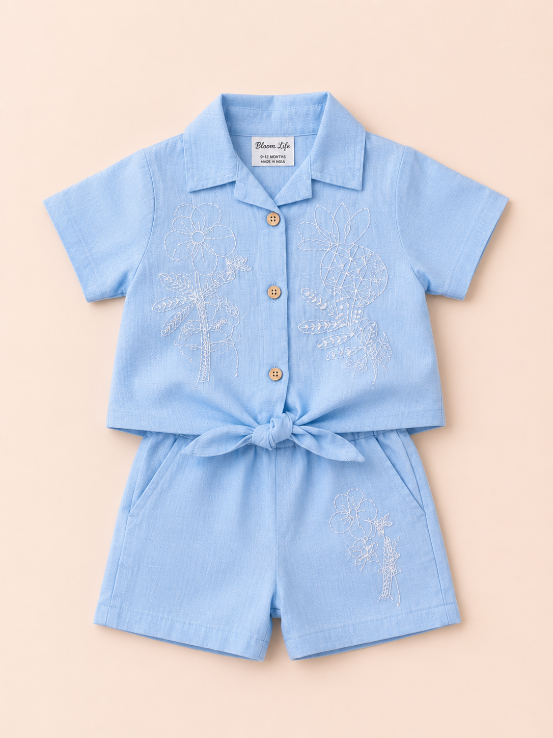 Girls Denim Blue Sleeveless Romper Soft Cotton Clothing Set BloomUp