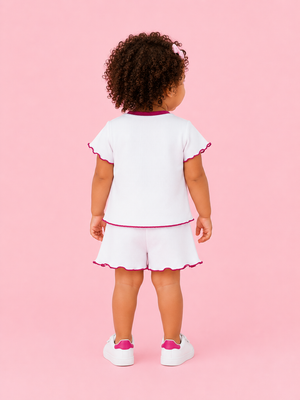 Girls White Short Sleeved Shirt Soft Cotton Clothing Set BloomUp