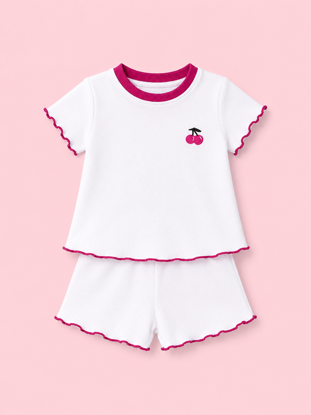 Girls White Short Sleeved Shirt Soft Cotton Clothing Set BloomUp