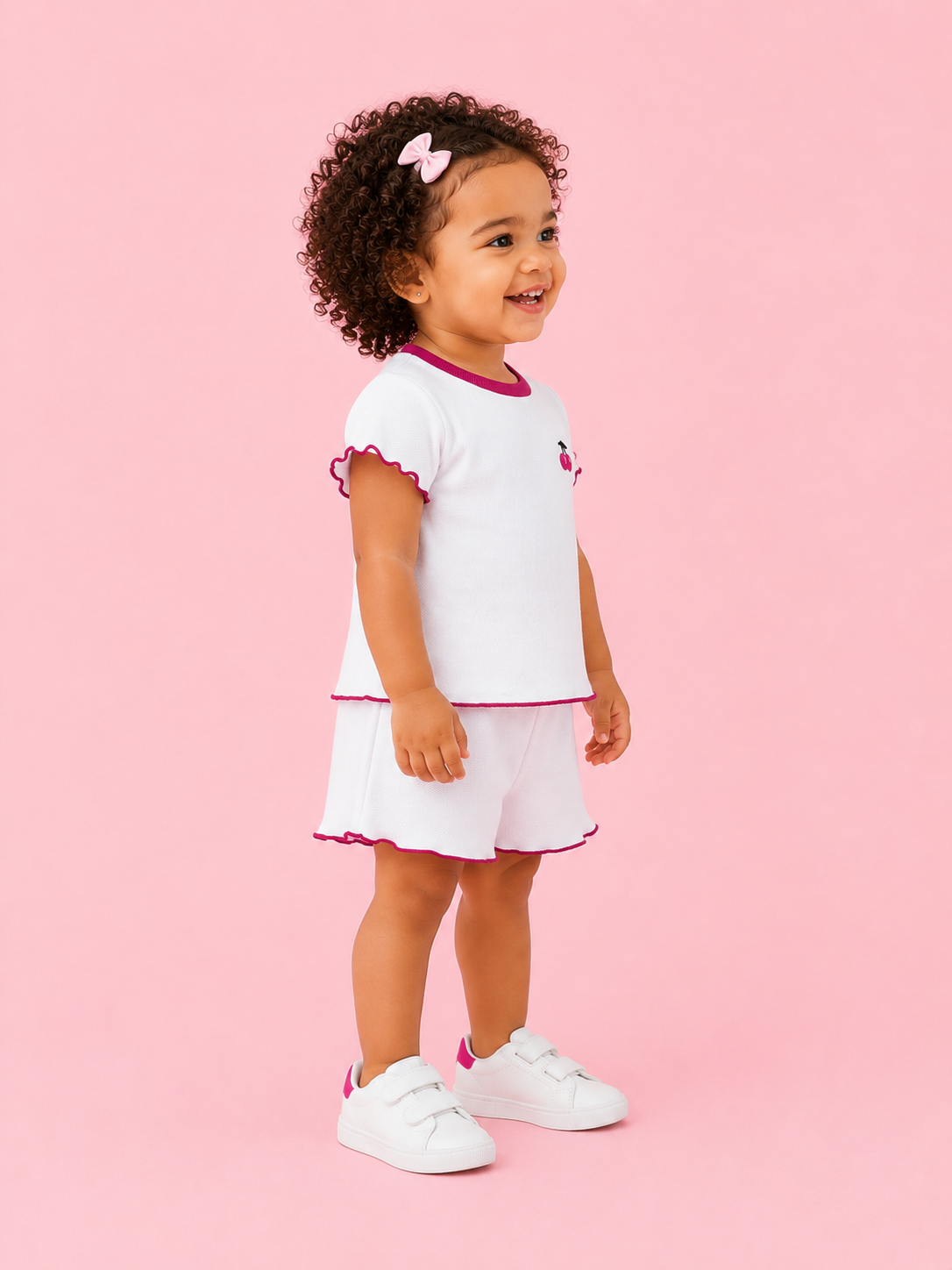 Girls White Short Sleeved Shirt Soft Cotton Clothing Set BloomUp