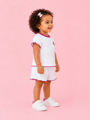 Girls White Short Sleeved Shirt Soft Cotton Clothing Set BloomUp