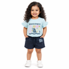 Blue Girls Co-ord Set – Beach Print Cotton T-Shirt & Shorts Summer Outfit
