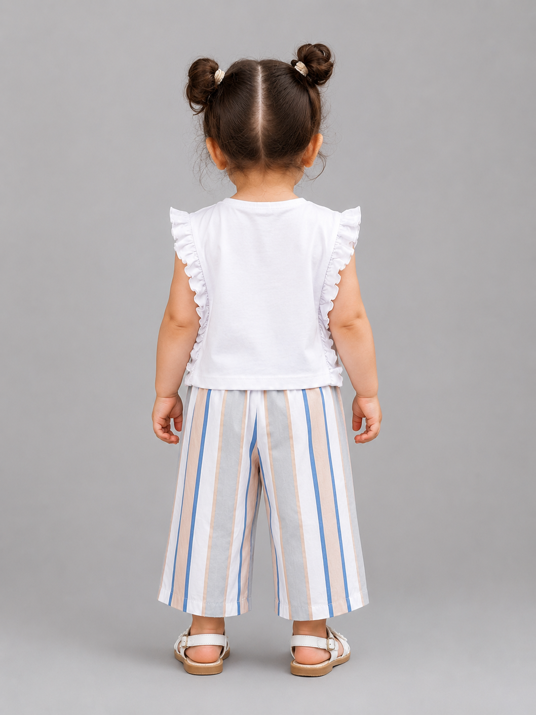 Girls Lemon Graphic Top & Striped Palazzo Pants Set – Soft Cotton Summer Co-ord Outfit BloomUp
