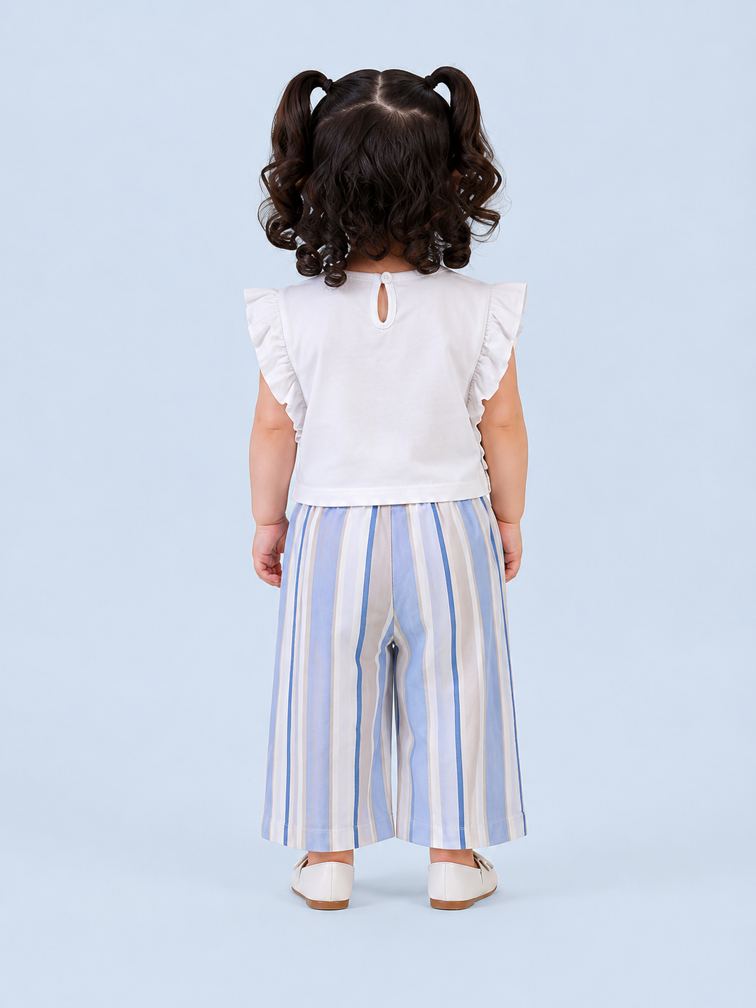 Girls Lemon Graphic Top & Striped Palazzo Pants Set – Soft Cotton Summer Co-ord Outfit BloomUp