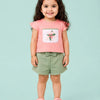 Coral Floral Pocket Top & Sage Green Shorts Co-ord Set for Girls – Soft Cotton Summer Outfit