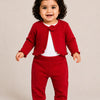 Red Ribbed Top & Jogger Co-ord Set for Baby Girls – Soft Cotton Full Sleeve Casual Outfit