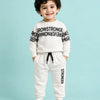White Grow Stronger Printed Sweatshirt & Jogger Co-ord Set for Boys – Soft Cotton Blend Winter Wear