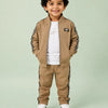Camel 3-Piece Tracksuit Set for Boys – Soft Cotton Zip Jacket, T-Shirt & Jogger Pants